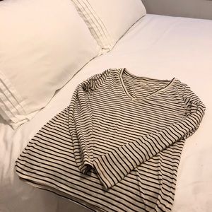 Cream and Navy Striped Long-sleeve T-shirt